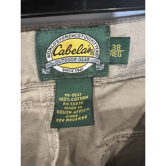 Cabelas Outdoor Gear Thick Cargo Utility 100% Cotton Size 38 Reg Mens Pants GCU - Picture 2 of 4